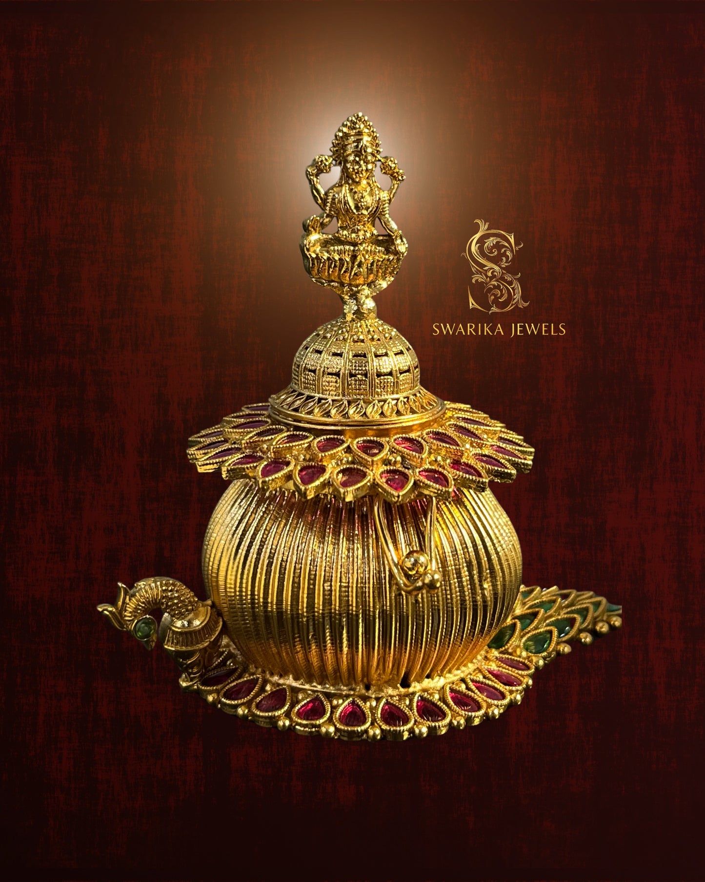 Peacock Lakshmi Kumkum box