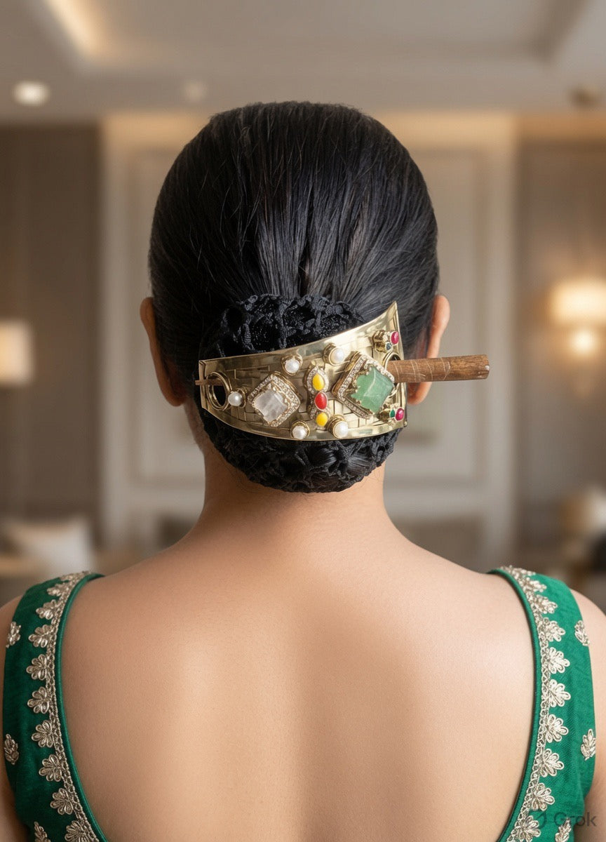 Stone semi kundan Bun