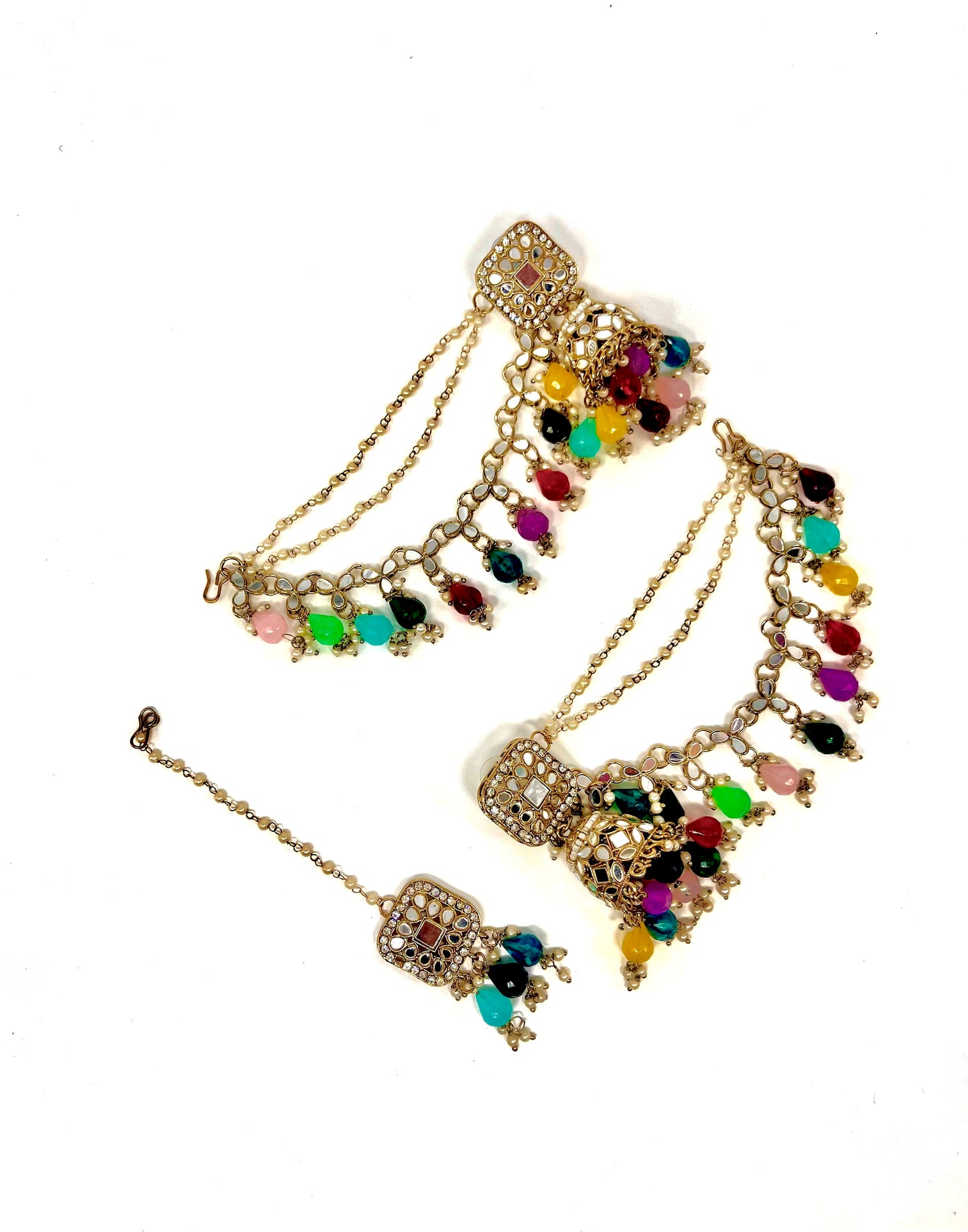 Multicoloured Earring and Mangtikka