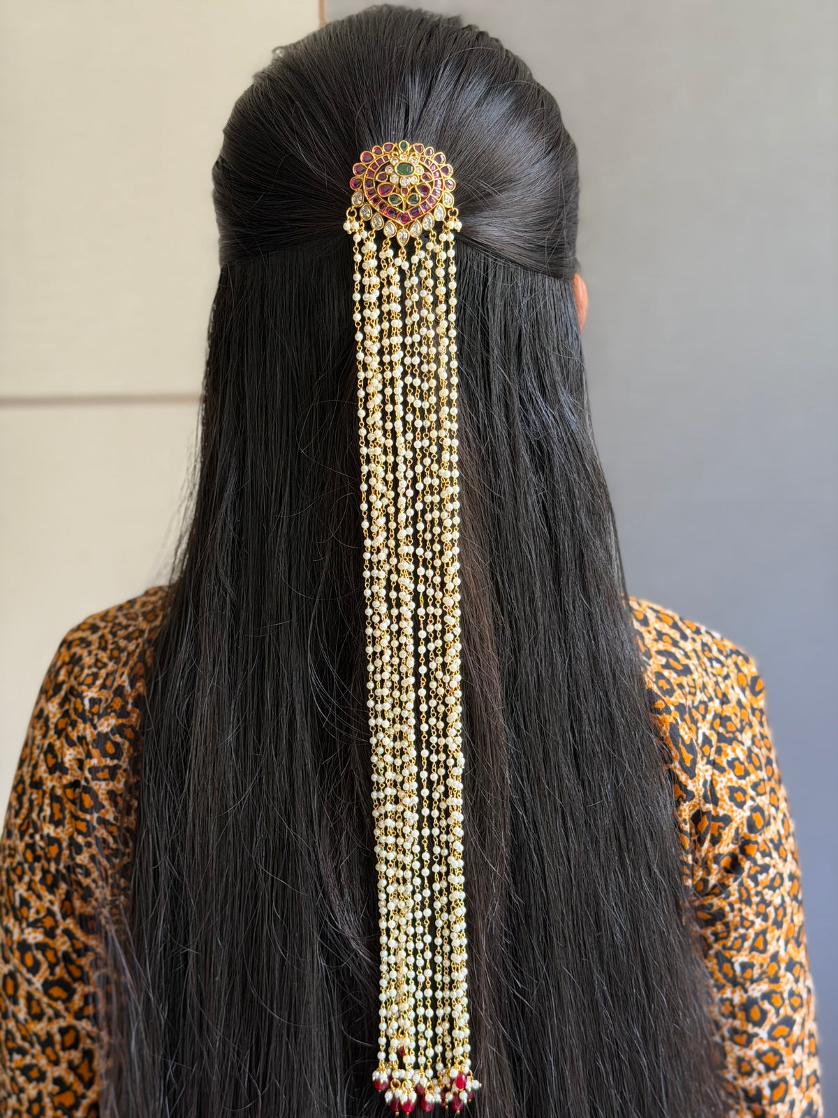 White beads kemp Jada Billa (leaf design)