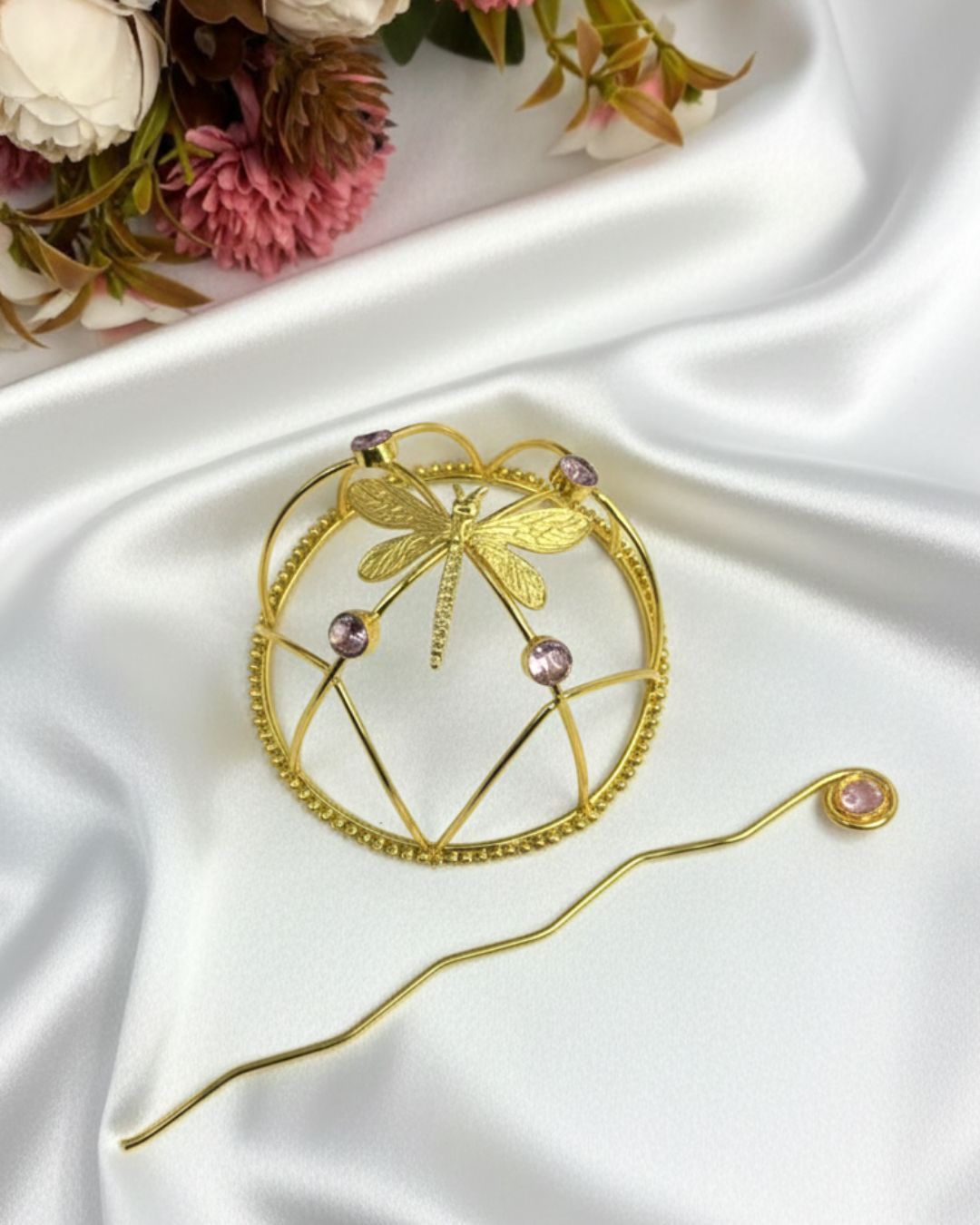 Pink Butterfly GOLD Bun (metal)