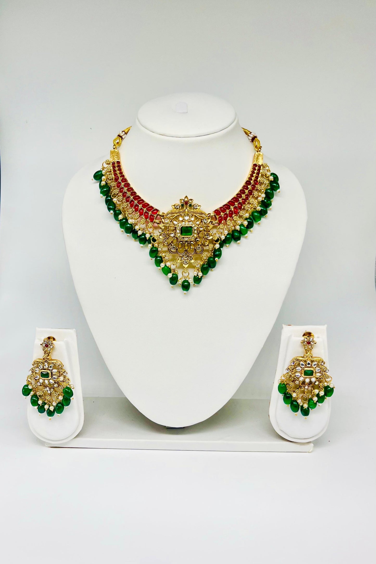 Pink and Green AD Necklace