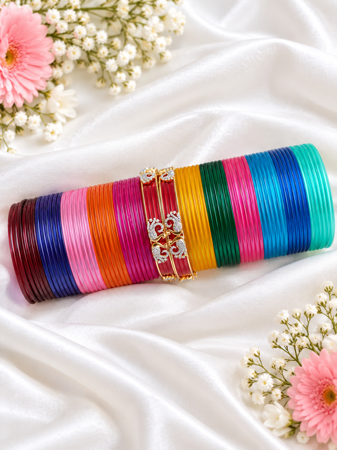 Interchangeable bangle set D( 72 bangles + 2 kadas )