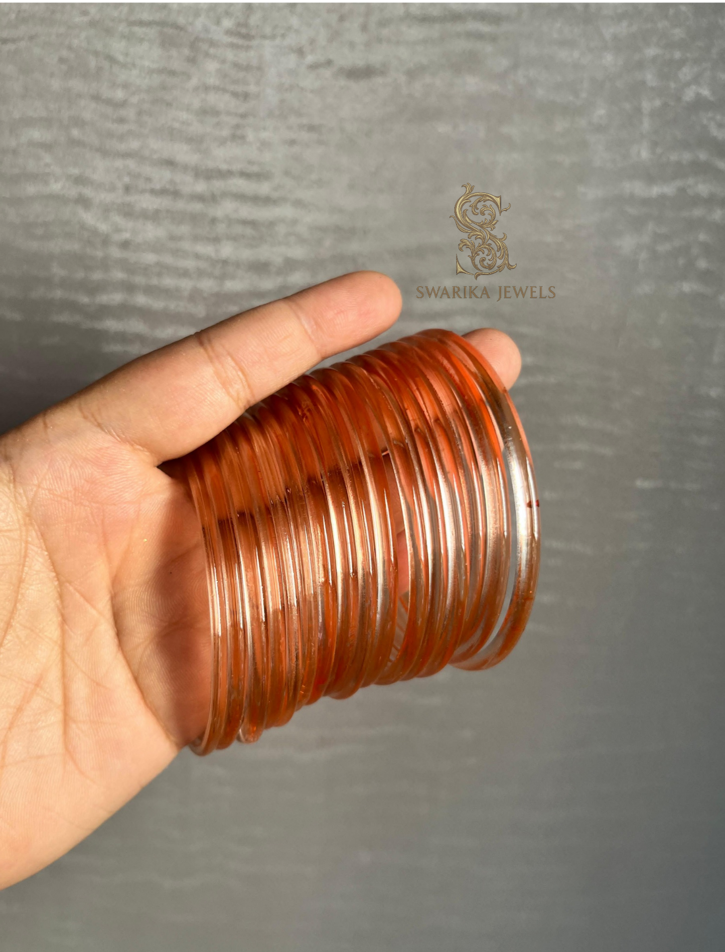 Jelly Bangles (Light Orange) 12 Bangles Set