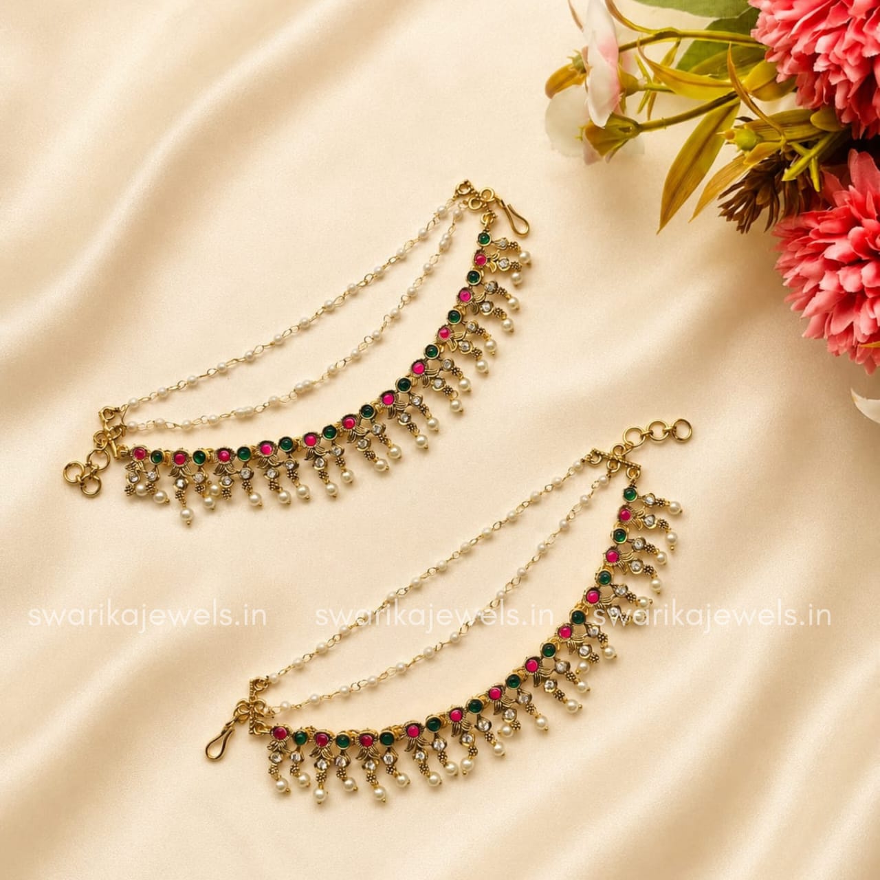Ear Chain (Pink and Green)