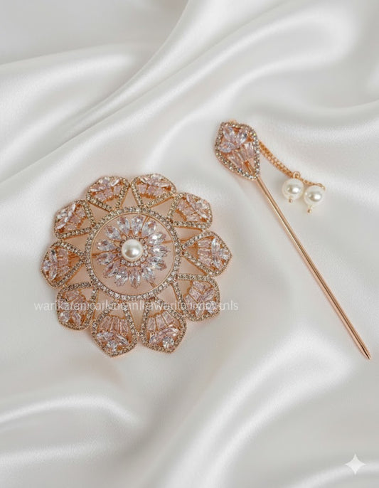 Rose Gold Flower Mini Bun (metal)