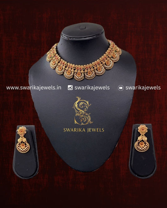 Antique Flower Necklace (Multi Coloured)