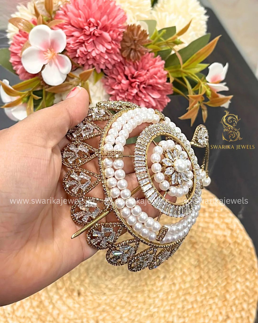 Large Mehendi Pearl Bun (metal)