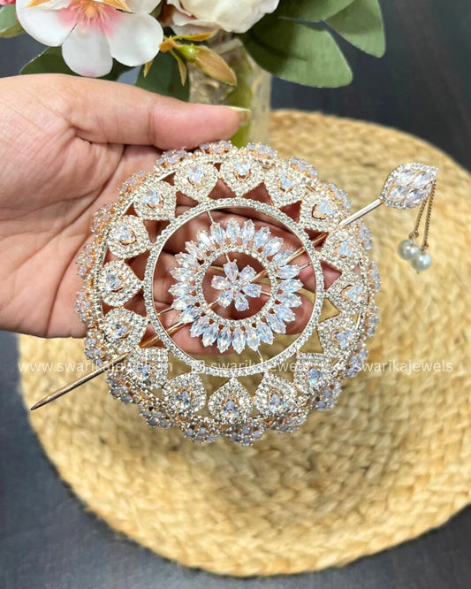 Medium Rose Gold Crystal Bun (metal)