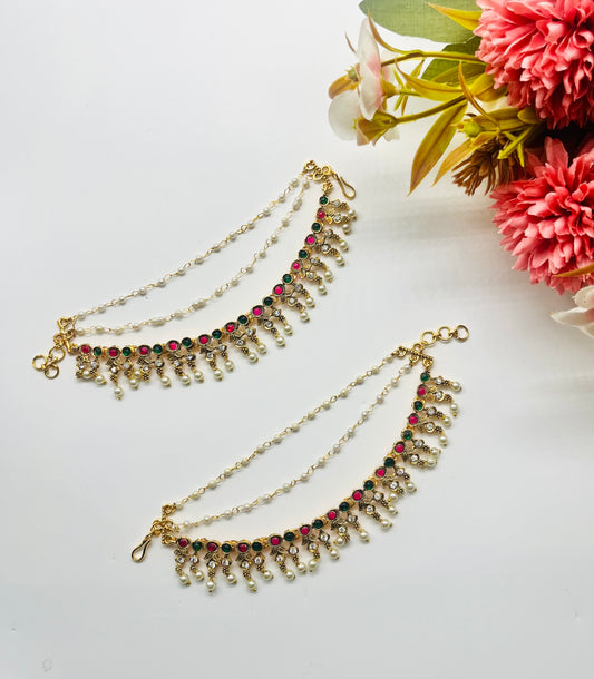 Ear Chain (Pink and Green)