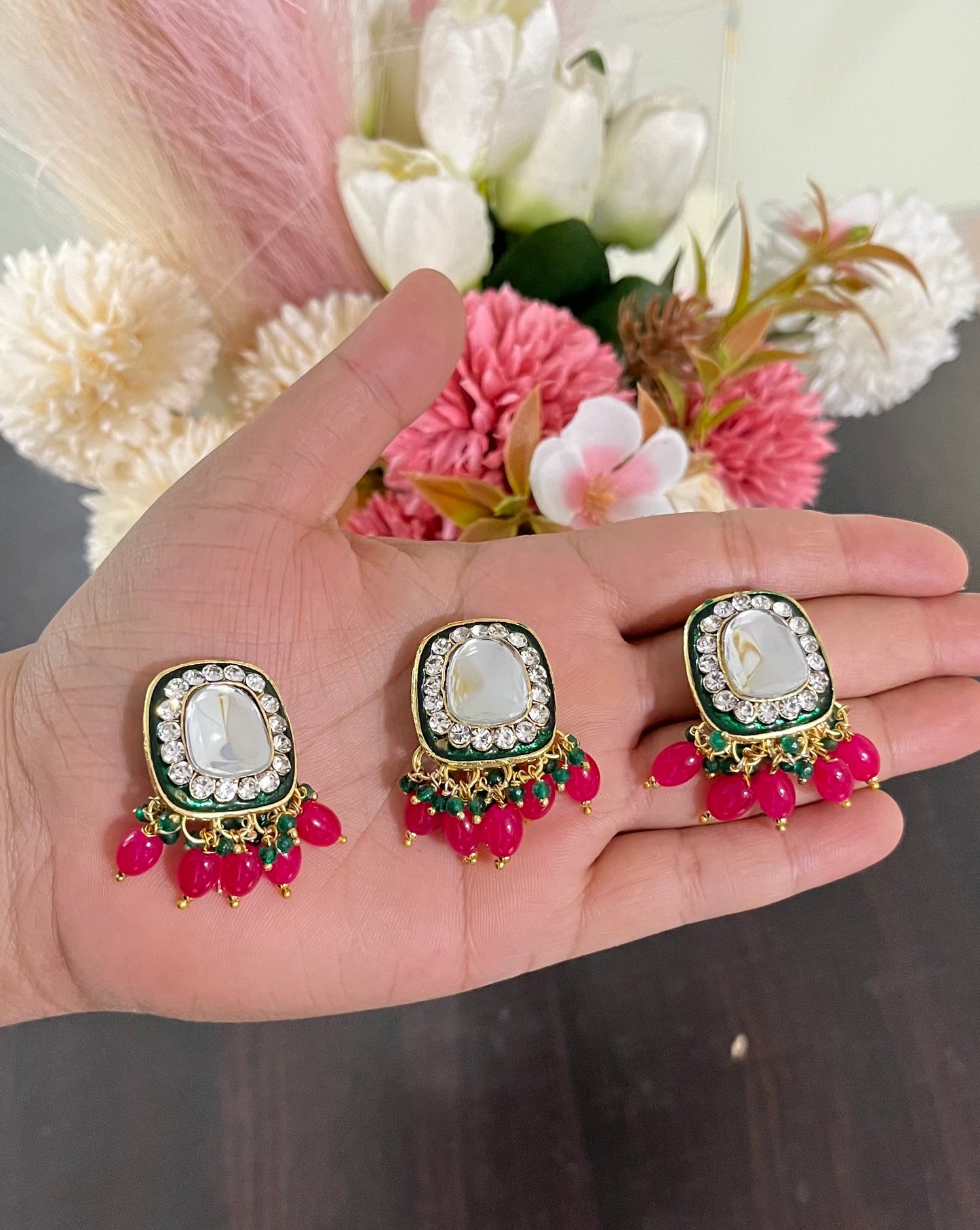 3 Pink Green Hair Pin