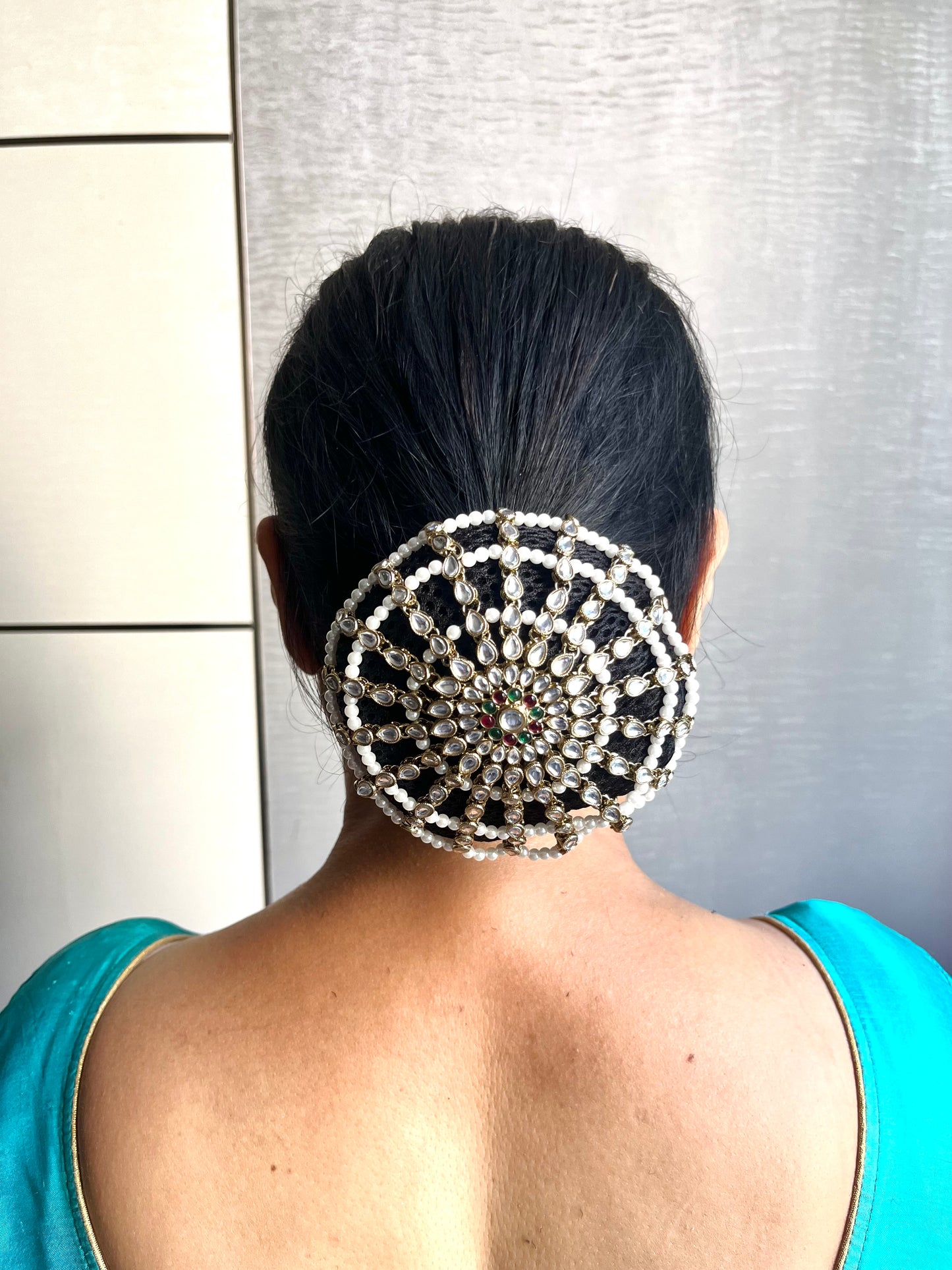 Green Pink Elastic Bun  (detachable)