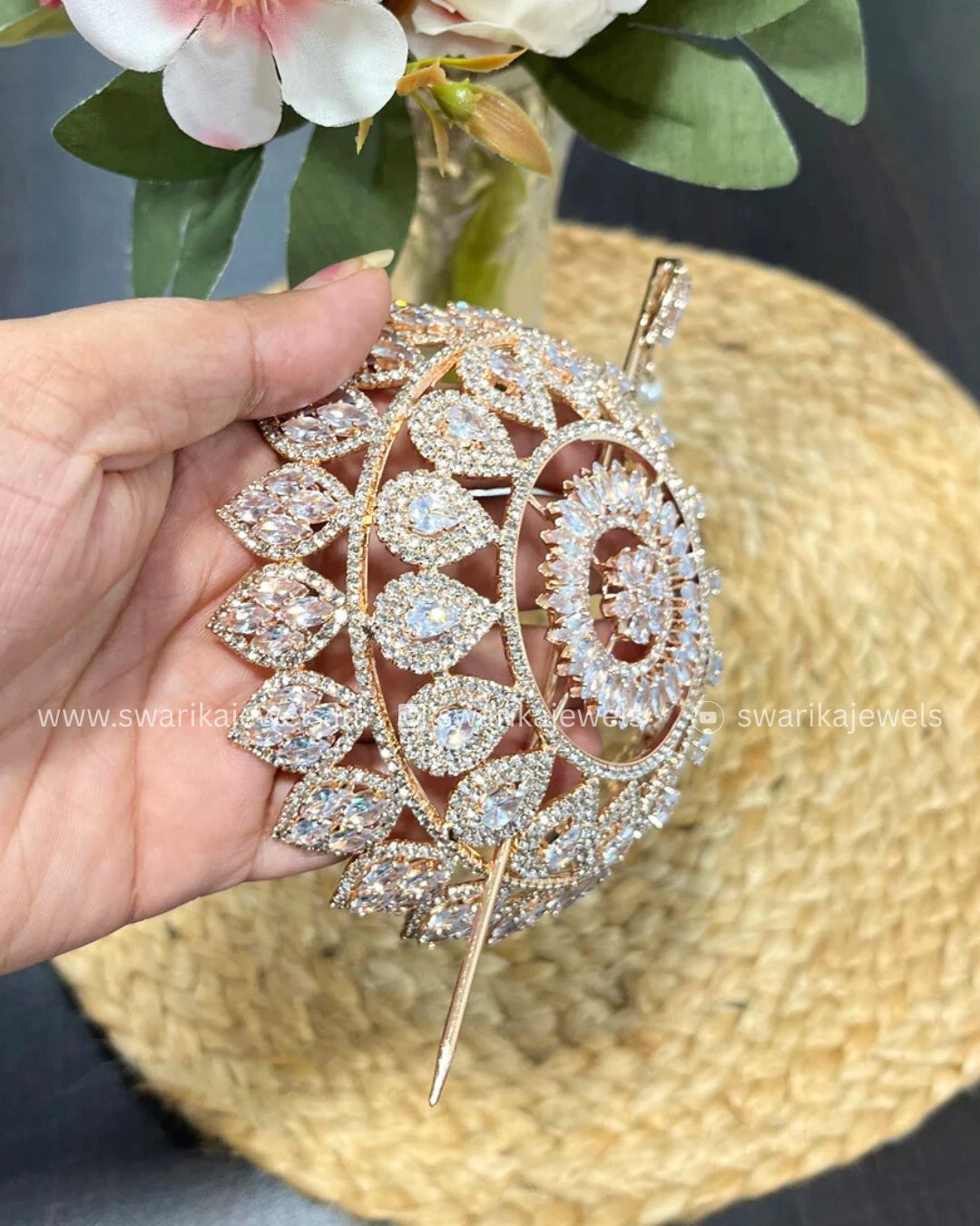 Medium Rose Gold Crystal Bun (metal)