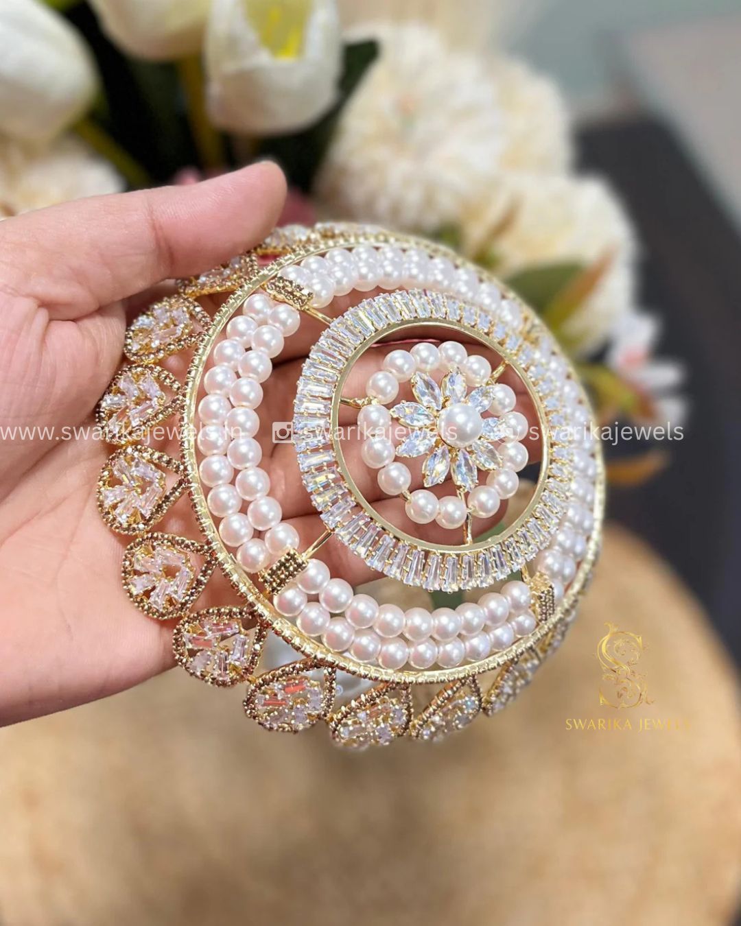 Large  Pearl Gold bun (metal)