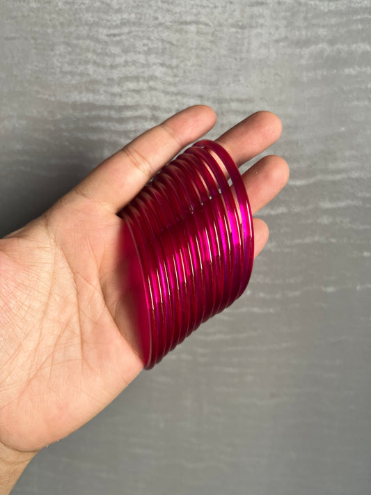 Jelly Bangles (Dark Pink) 12 Bangles