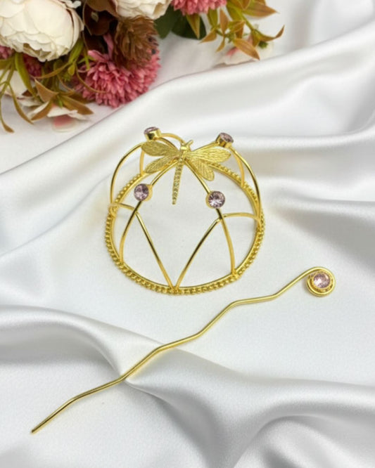 Pink Butterfly GOLD Bun (metal)