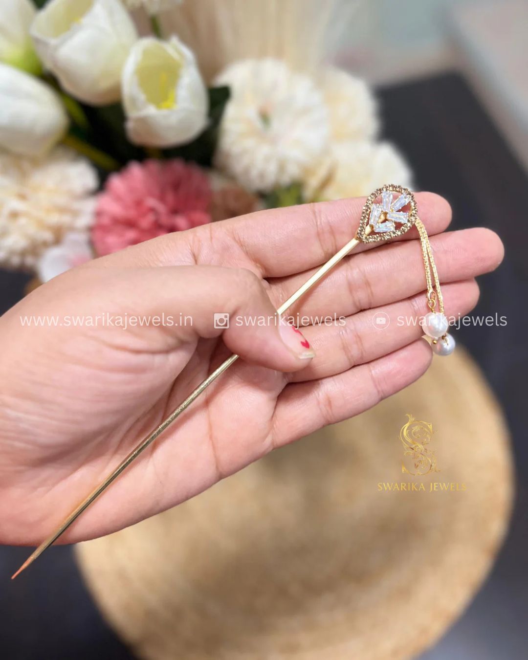 Large  Pearl Gold bun (metal)