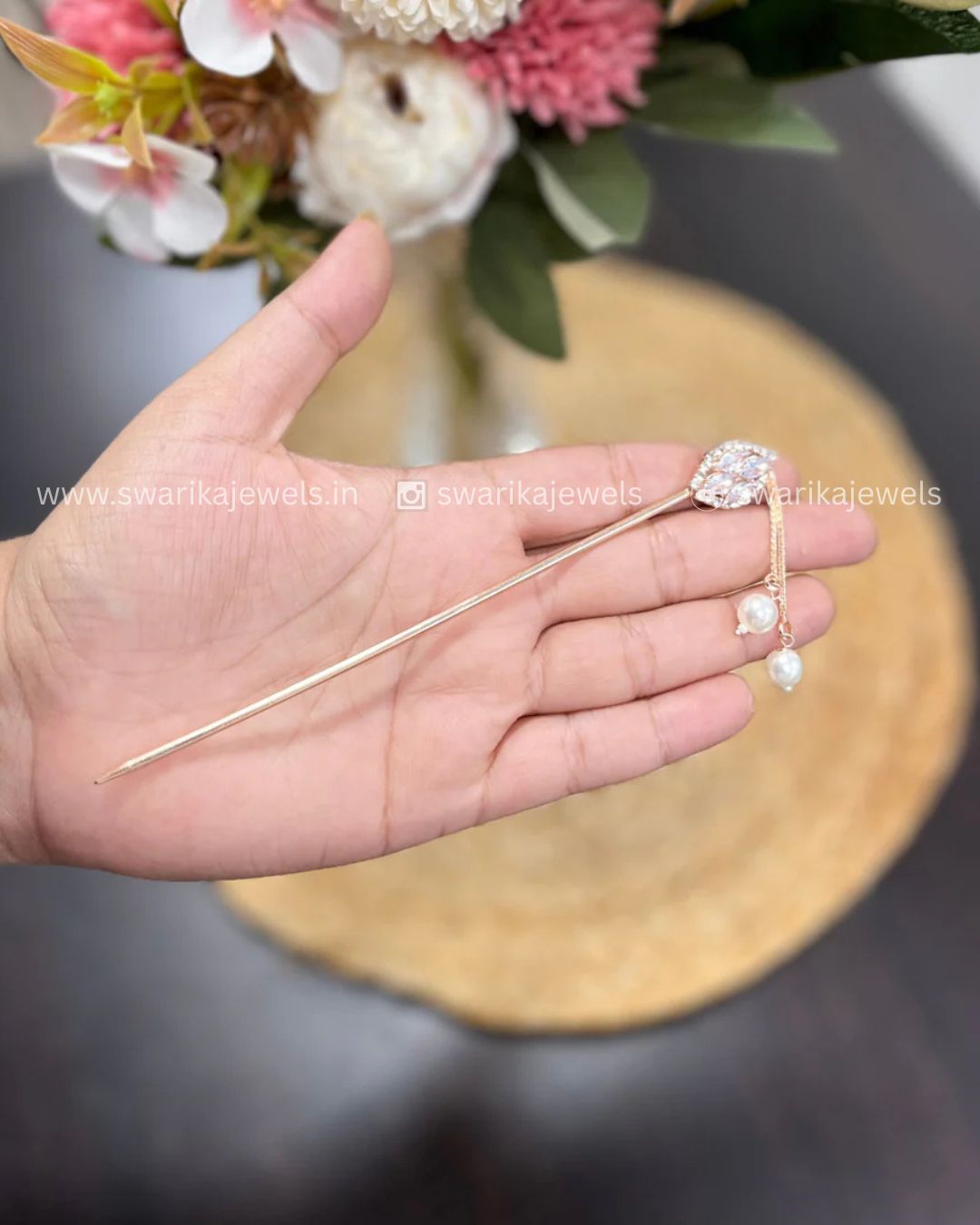 Medium Rose Gold Crystal Bun (metal)