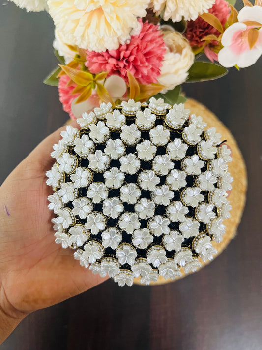 Grey full flower applicate BUN (fairytale)