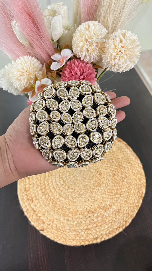 Kundan Leaf Bun stretchable (elastic)