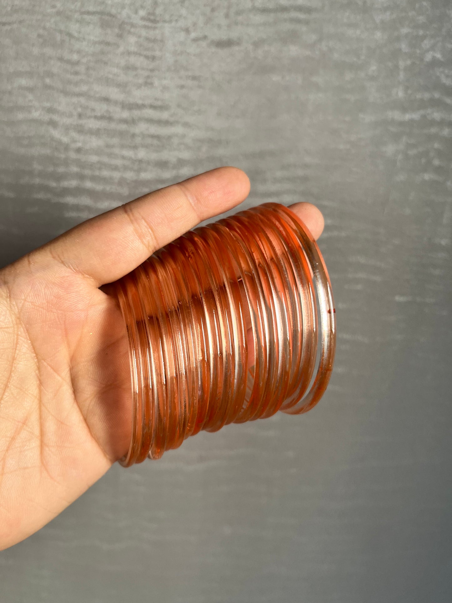 Jelly Bangles (Light Orange) 12 Bangles Set