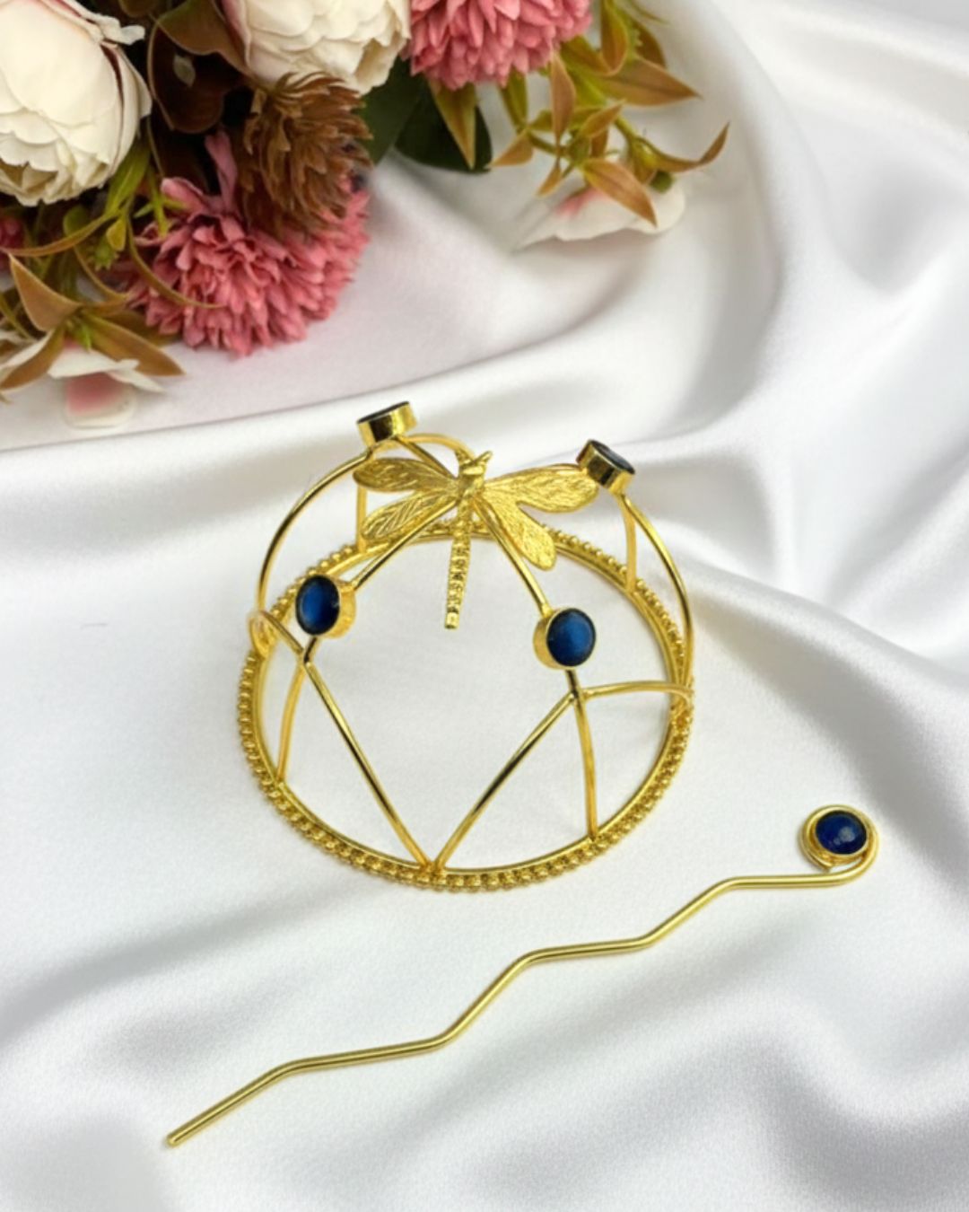 Blue Butterfly GOLD bun (metal)