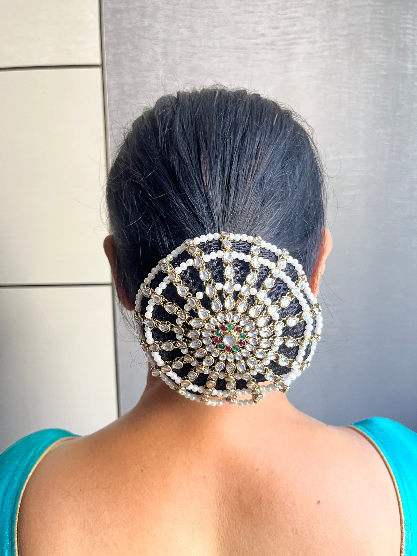 Green Pink Elastic Bun  (detachable)