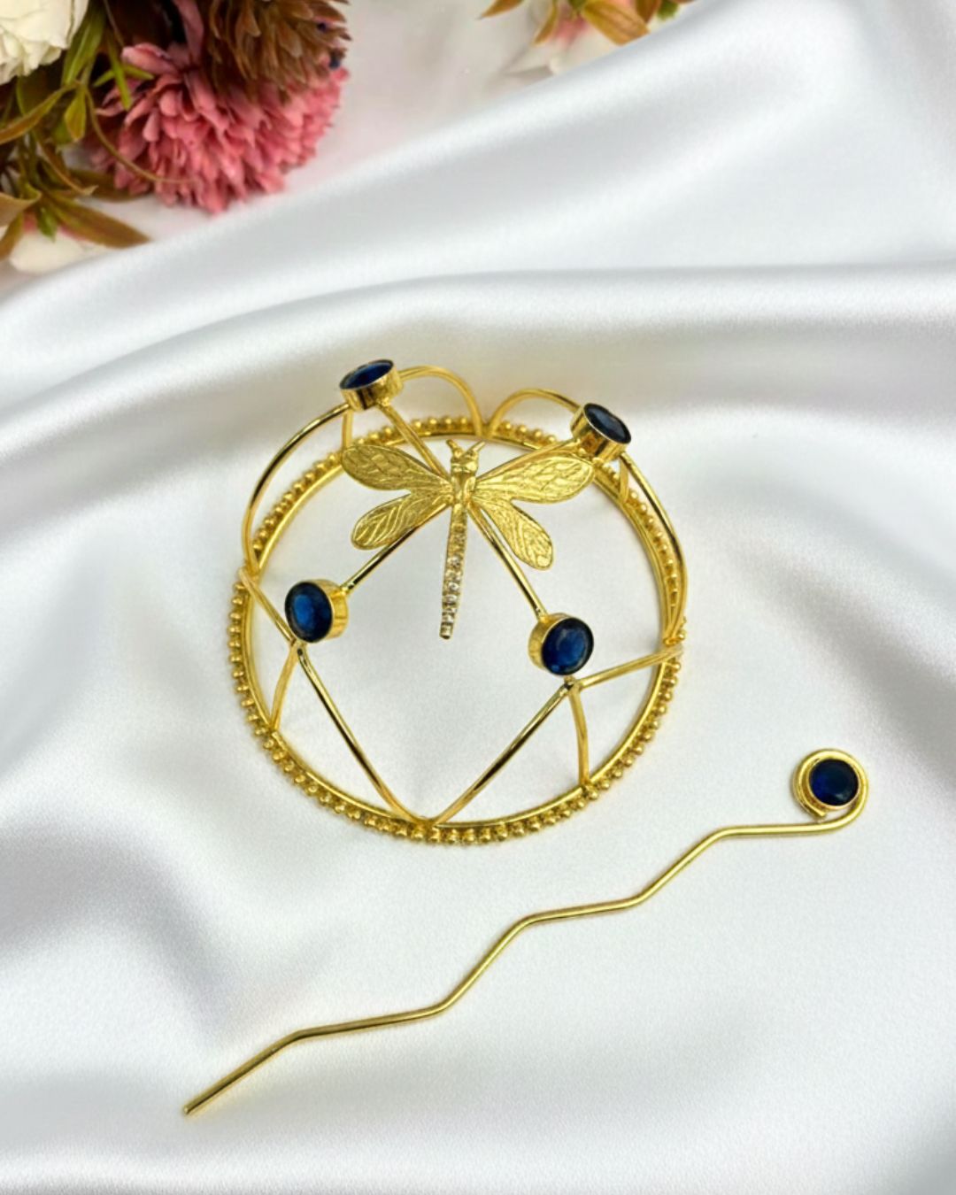 Blue Butterfly GOLD bun (metal)