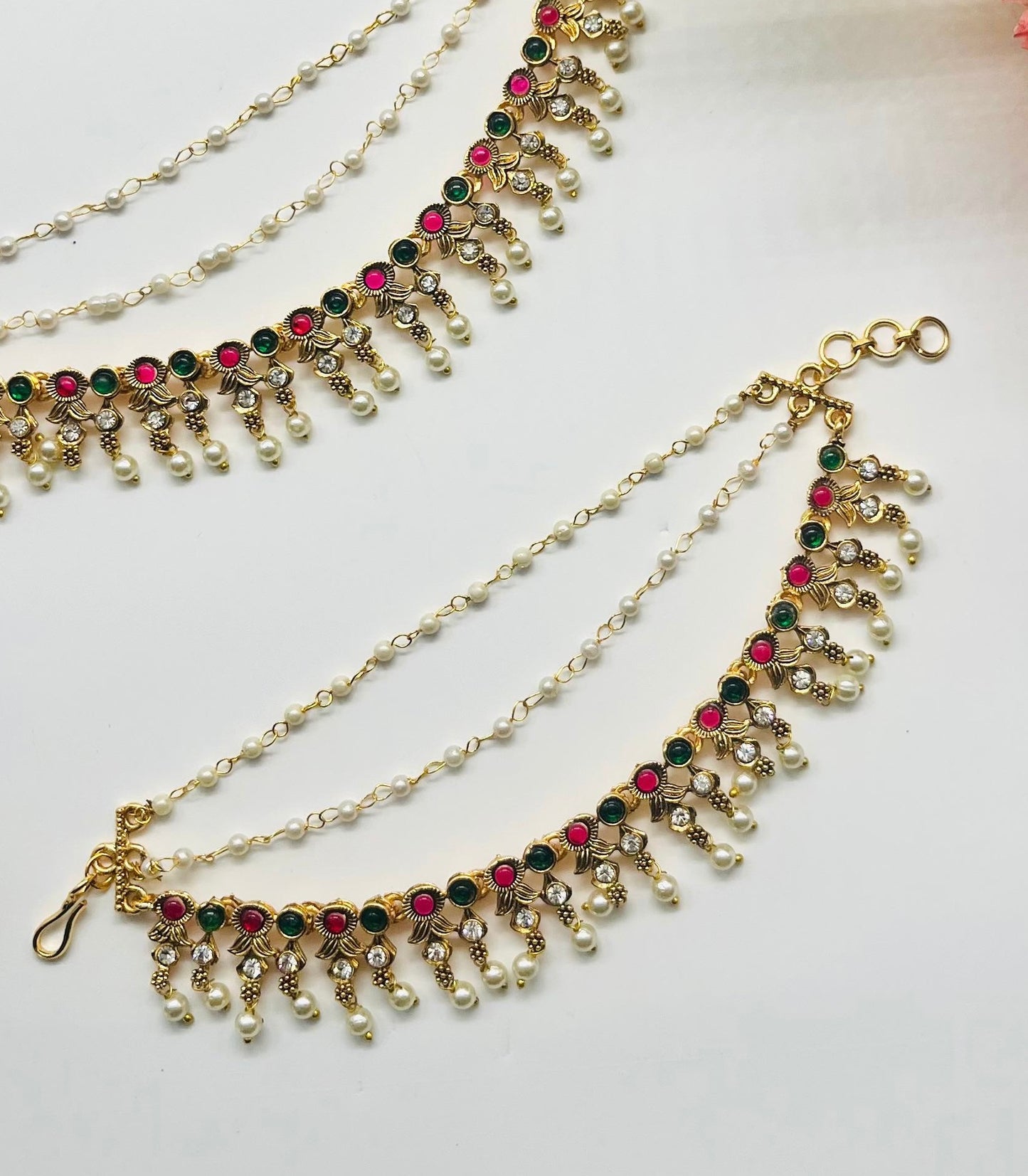 Ear Chain (Pink and Green)