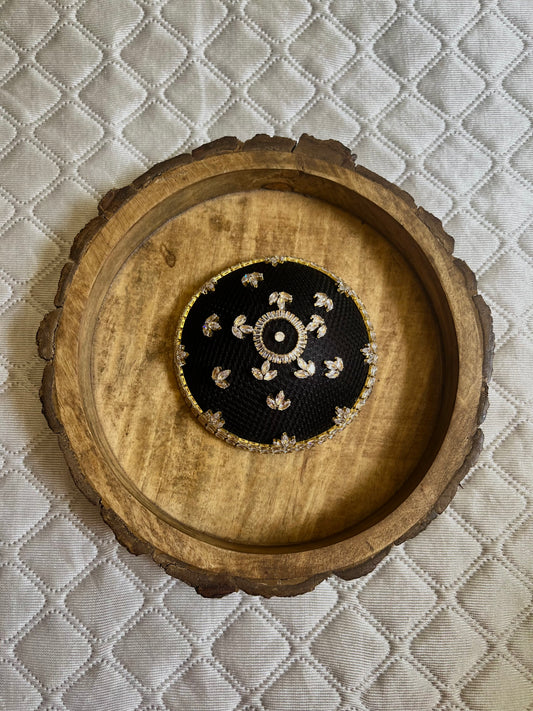 Black Stretchable Fulkari Bun