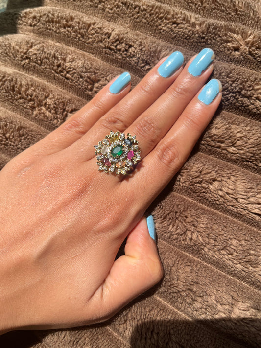 Multicoloured stone Ring