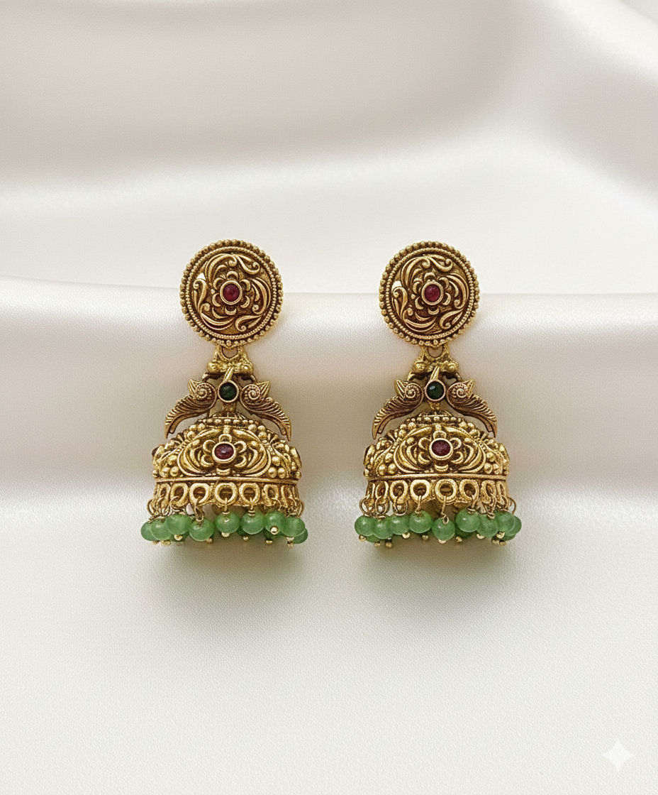 Green Temple Earring