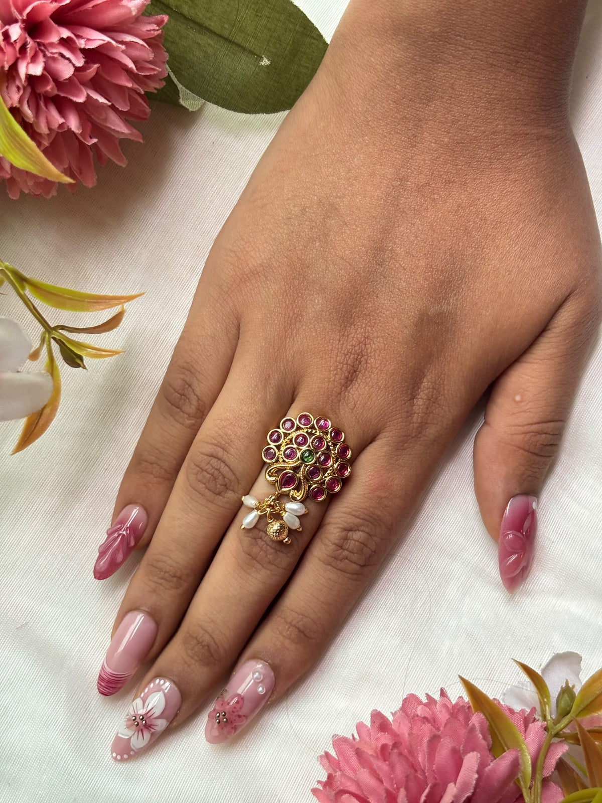 PINK KUNDAN RING