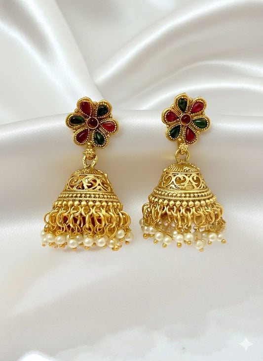 pink green shimmer earring