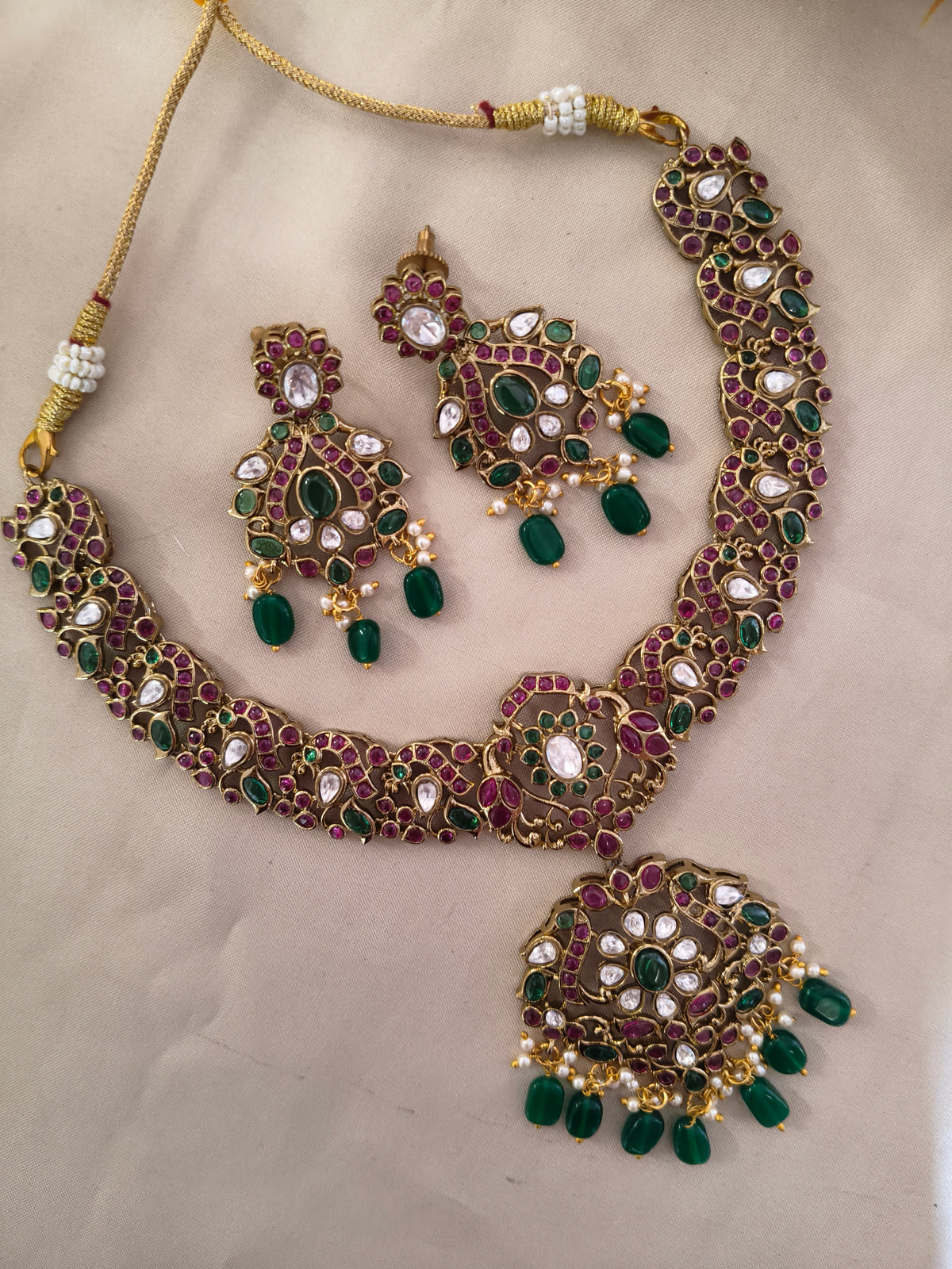 Green Elegant Jadau Necklace