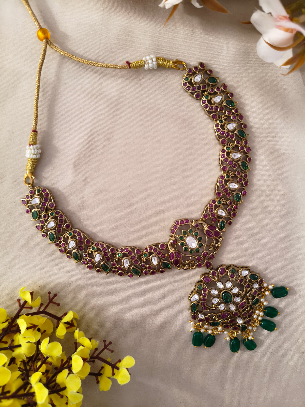 Green Elegant Jadau Necklace