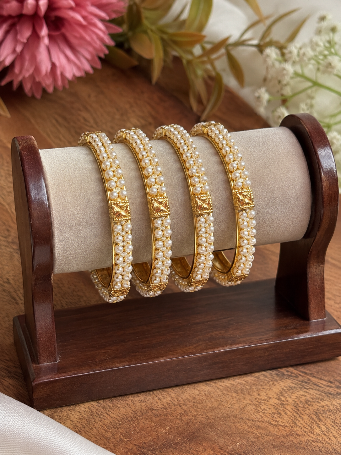 White Pearl Bangles