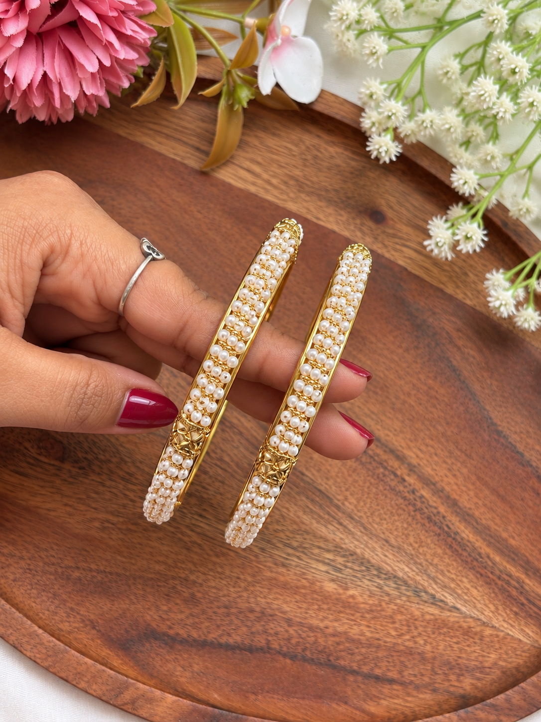 White Pearl Bangles