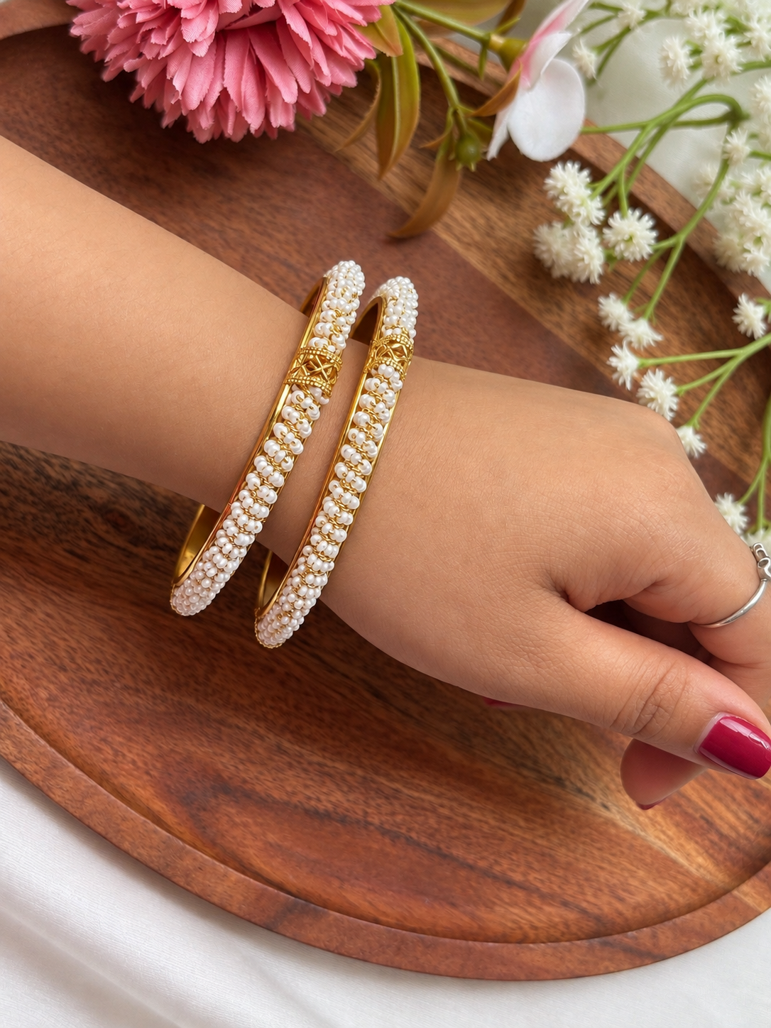 White Pearl Bangles