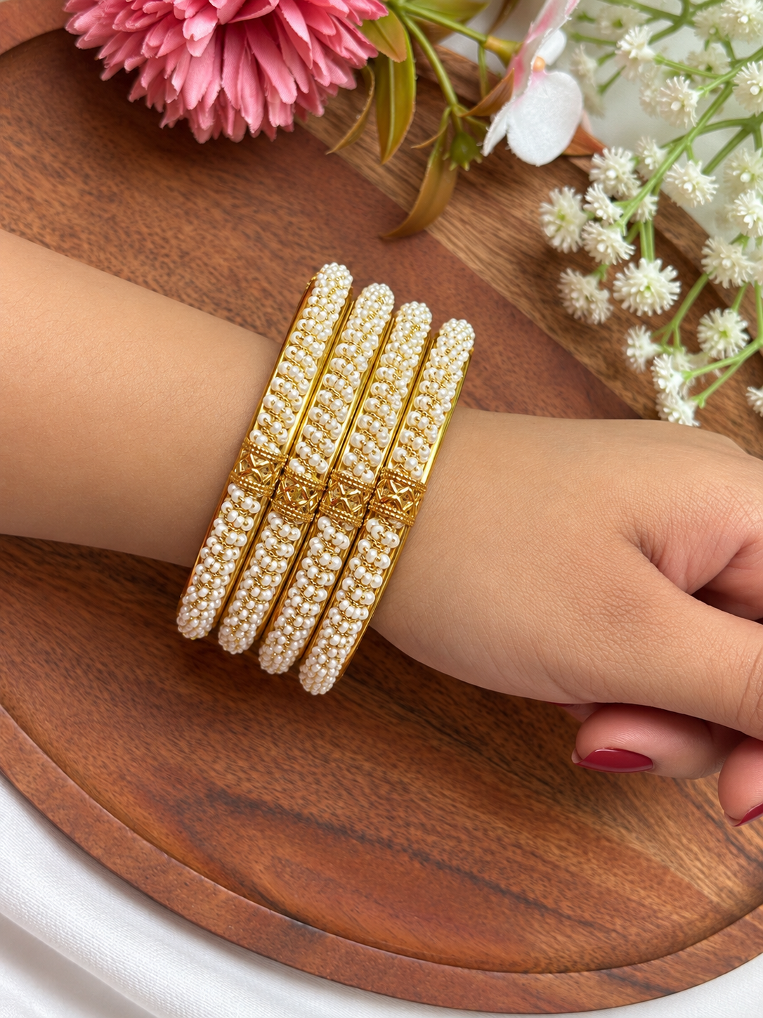 White Pearl Bangles