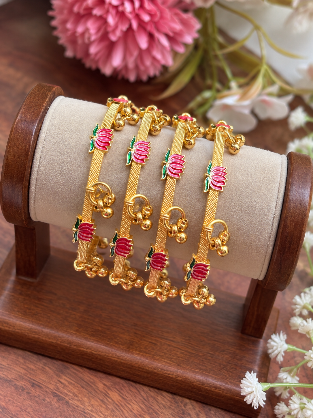 Lotus Gold Bangles