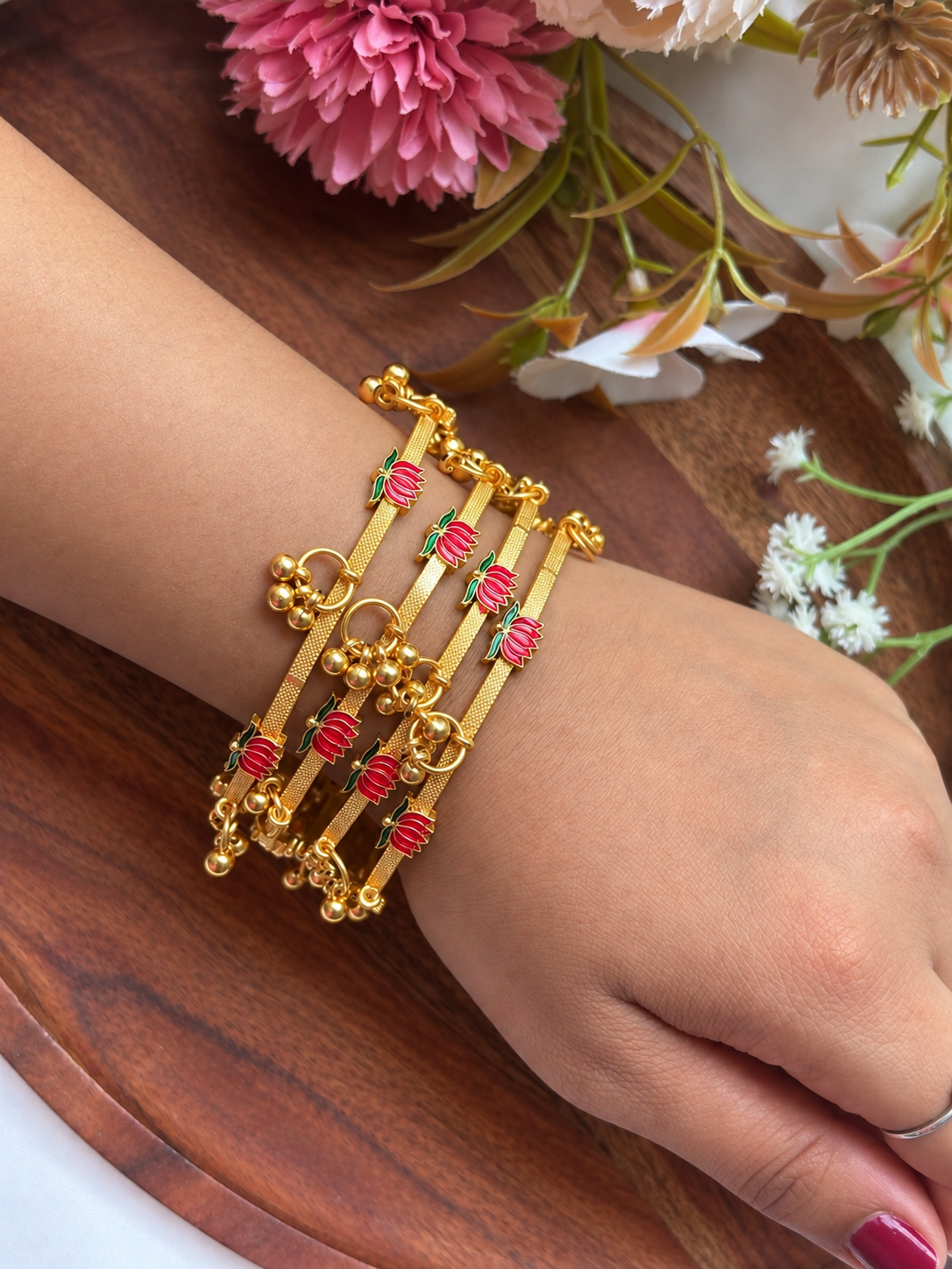 Lotus Gold Bangles