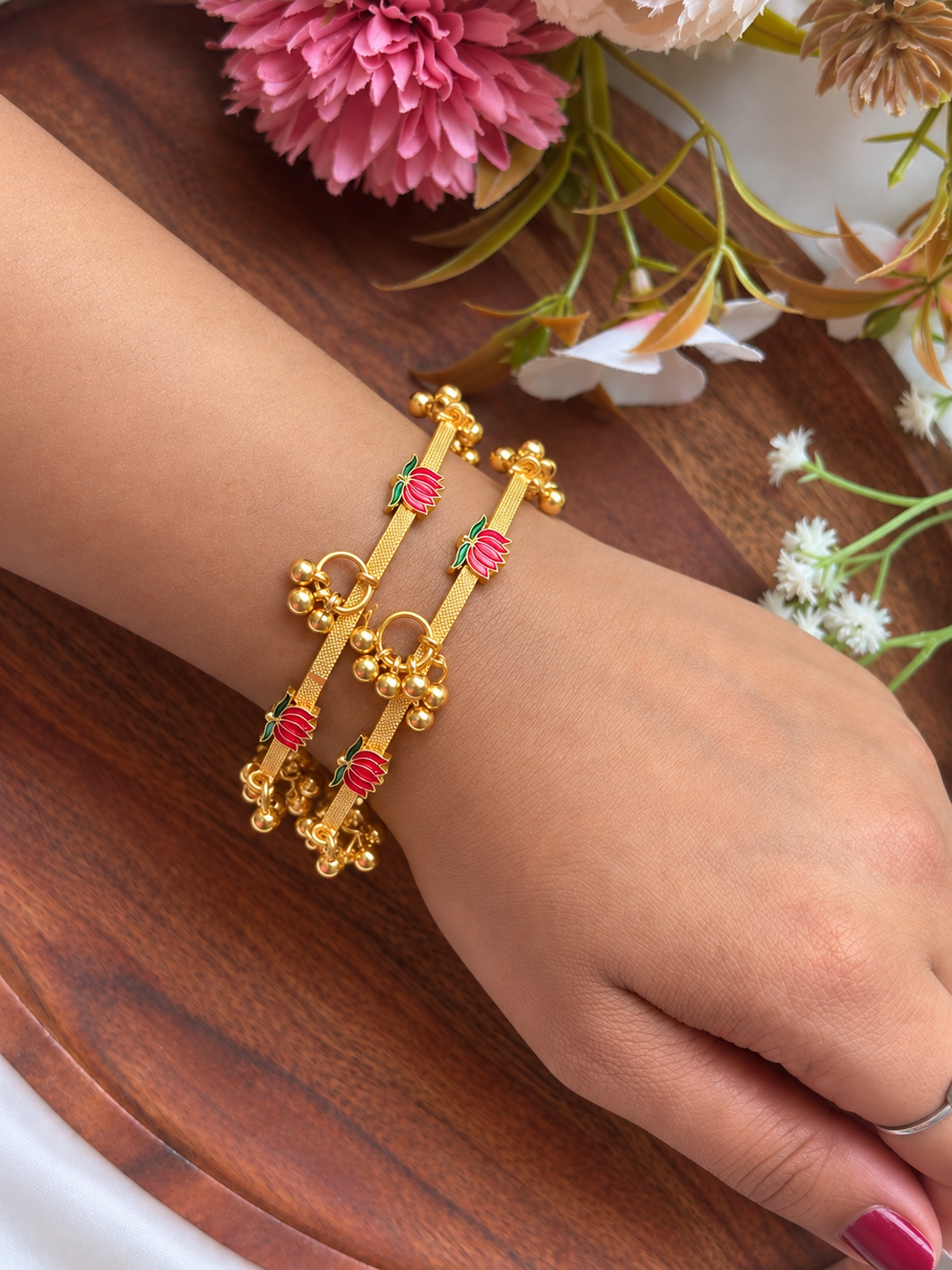 Lotus Gold Bangles