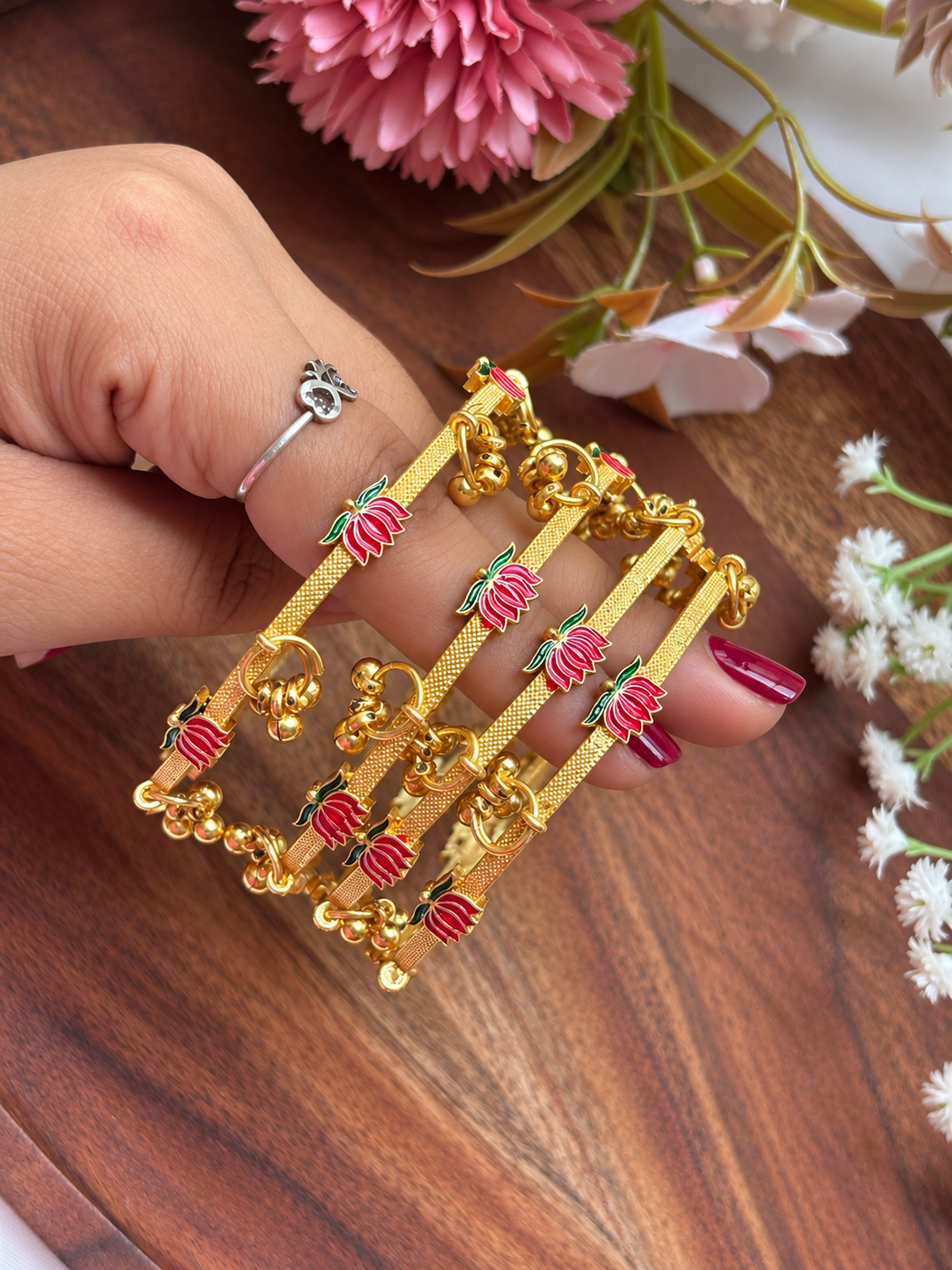 Lotus Gold Bangles