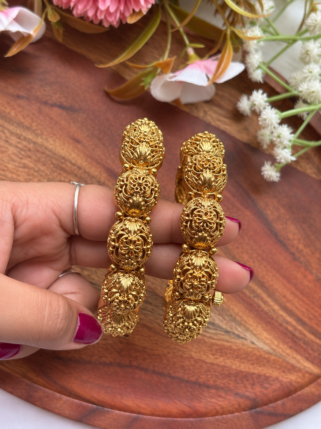 Gold Regal  Kada Bangle (Set Of Two)