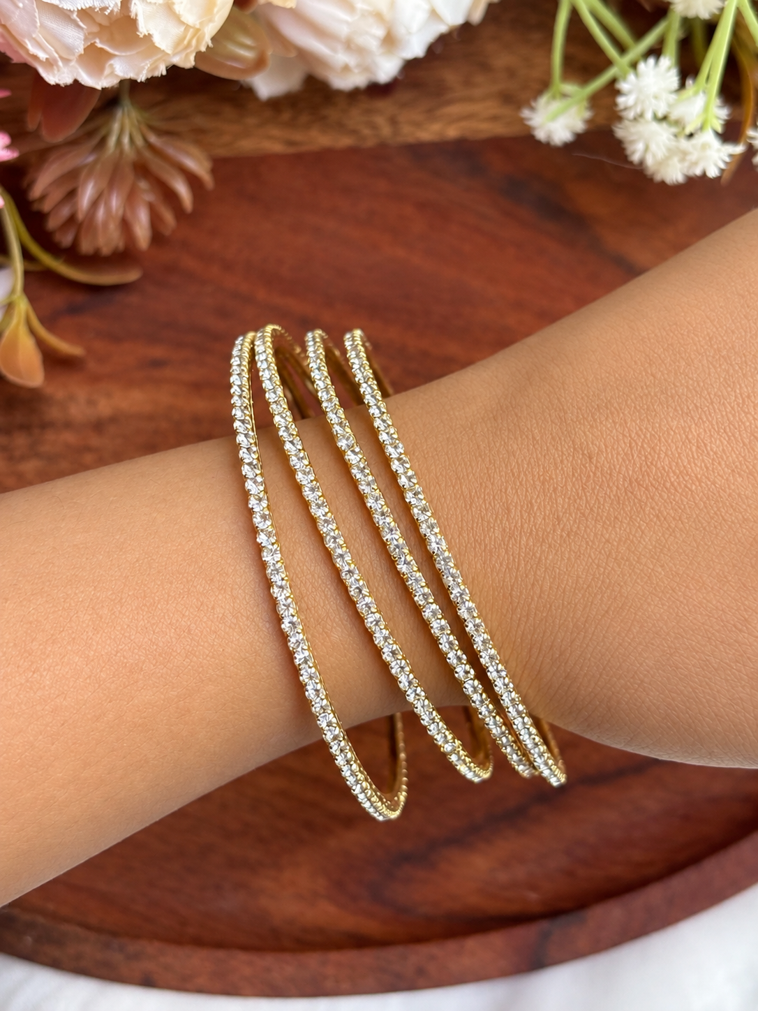 Silver AD Bangles (Set Of Four)