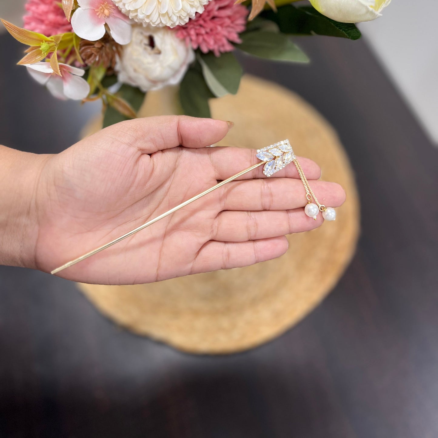 Small Dark Gold Hair Bun (metal)