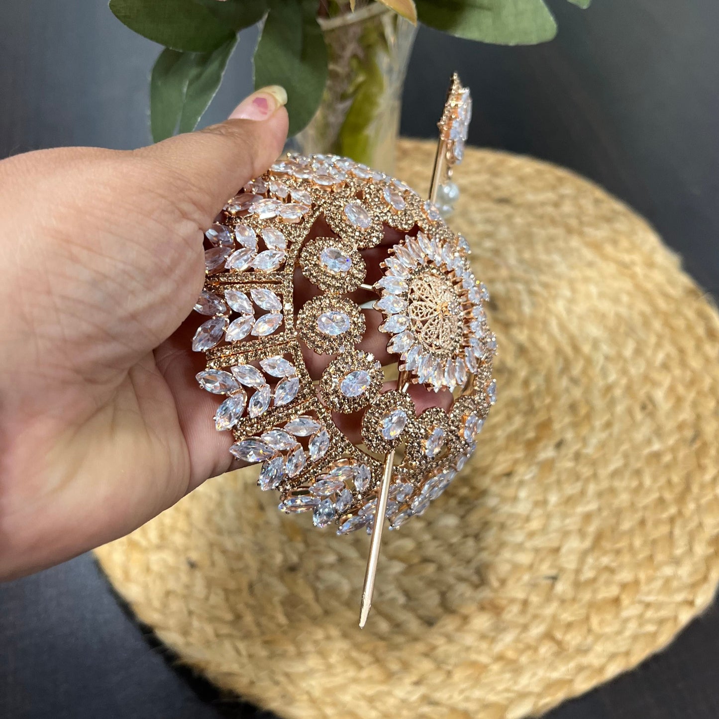 Small Dark Gold Hair Bun (metal)