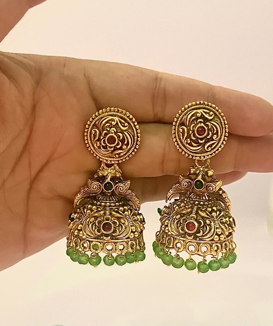 Green Temple Earring