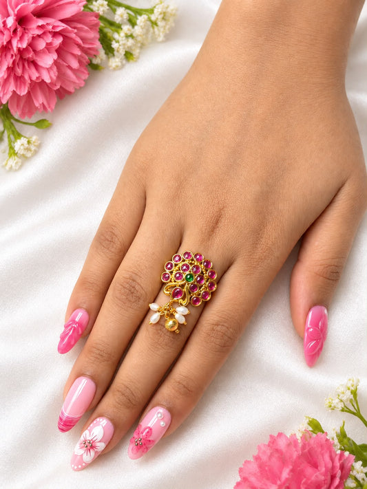 PINK KUNDAN RING